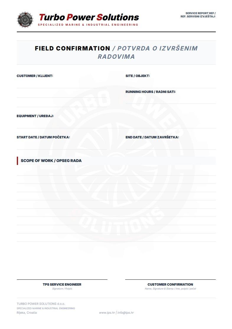 TPS field confirmation service report